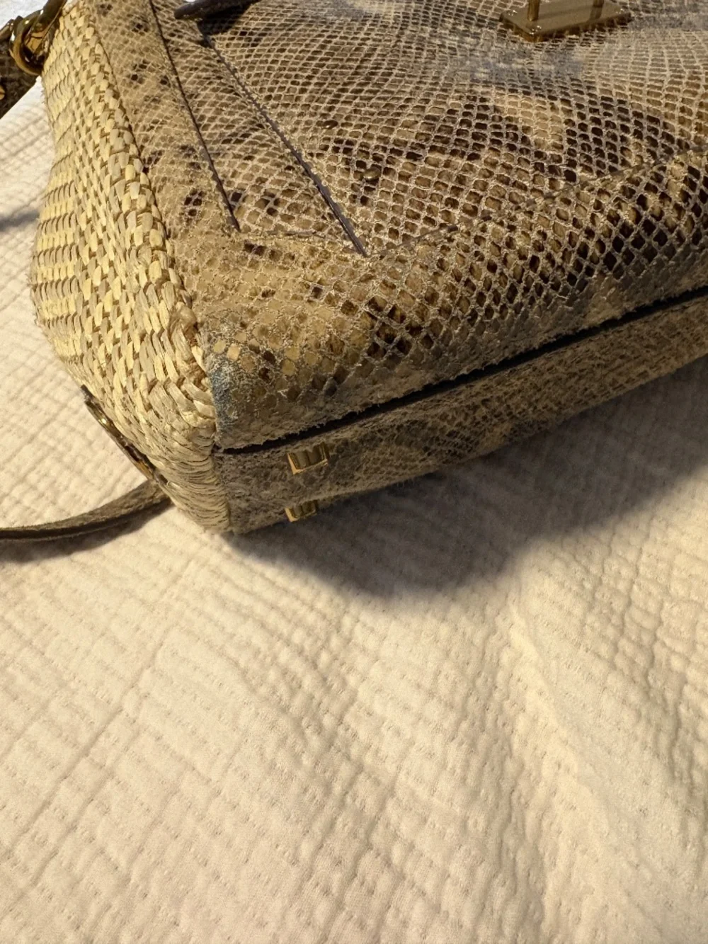 Tory Burch Beige/Brown Snakeskin Bag